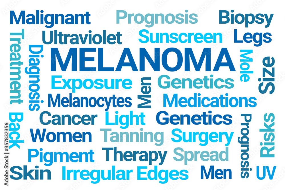 Melanoma Word Cloud on White Background Melanoma Word Cloud on White Background