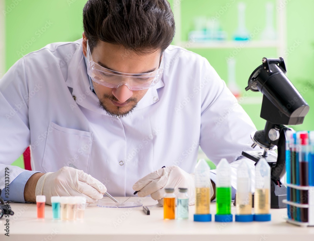 Man chemist working in the lab Man chemist working in the lab