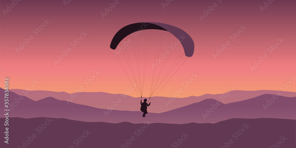paragliding adventure on purple mountain background vector illustration EPS10 - obrazy, fototapety, plakaty 