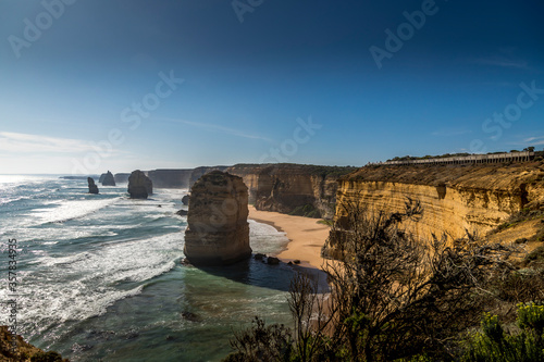 View over a part of the Twelve Apostles in Victoria, Australia at a sunny day in summer.