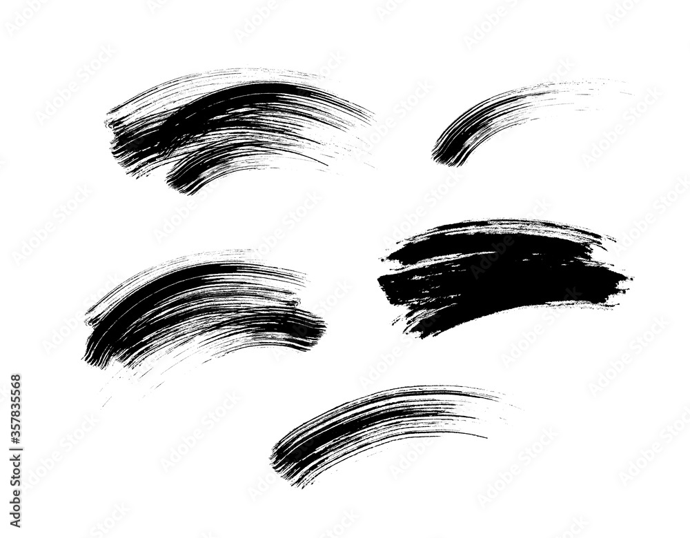 Mascara eyelashes brush stroke makeup set isolated on white background ...