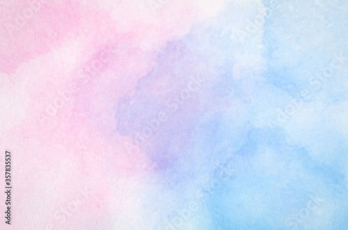 Abstract pastel watercolor background - Blue sky and pink pastel watercolor painted on paper