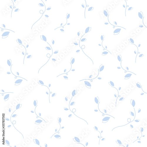 Flower vector illustration. Stylish pattern in a gentle and plain style. Fashion art. Seamless floral pattern. Hand drawn fabric, gift wrap, wall art design. On white background. Light Blue. Eps 10