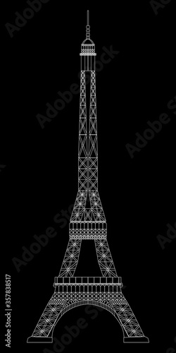 Fototapeta Naklejka Na Ścianę i Meble -  Eiffel Tower isolated on black background. Real scale image