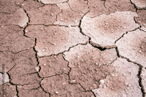 Ground dried and cracked background, drought disaster in summer season, Global warming crisis concept