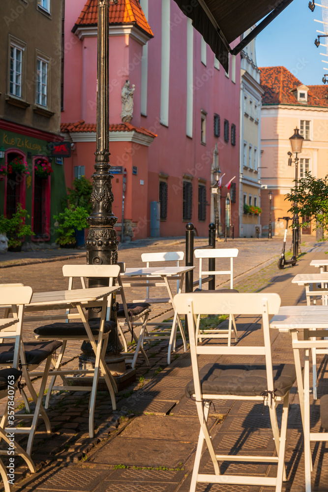 Naklejka premium POZNAN, POLAND - September 2, 2019: Restaurants in Old Town Poznan, Poland