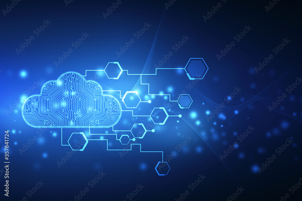 2d illustration of  Cloud computing, Cloud computing and Big data concept, Cloud computing technology internet concept background