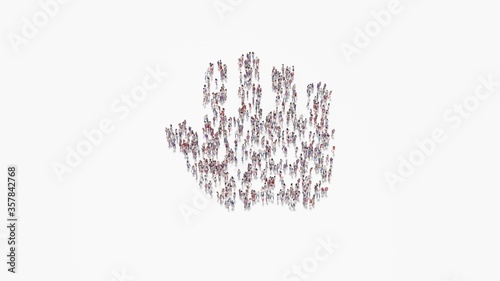 3d rendering of crowd of people in shape of symbol of allergies on white background isolated