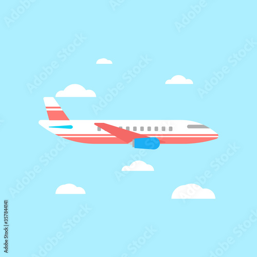 The best plane vector illustration icon in blue background. Suitable for many purposes.