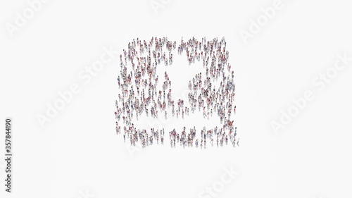 Bilde på lerret 3d rendering of crowd of people in shape of symbol of bible on white background