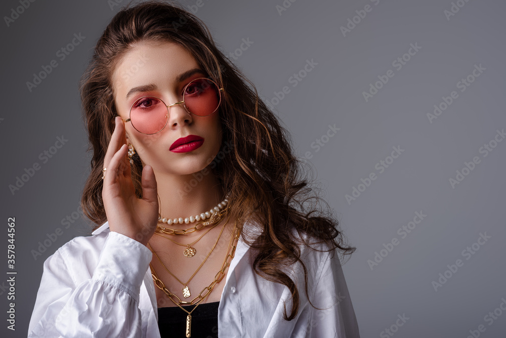 Fashionable model, woman wearing pink 