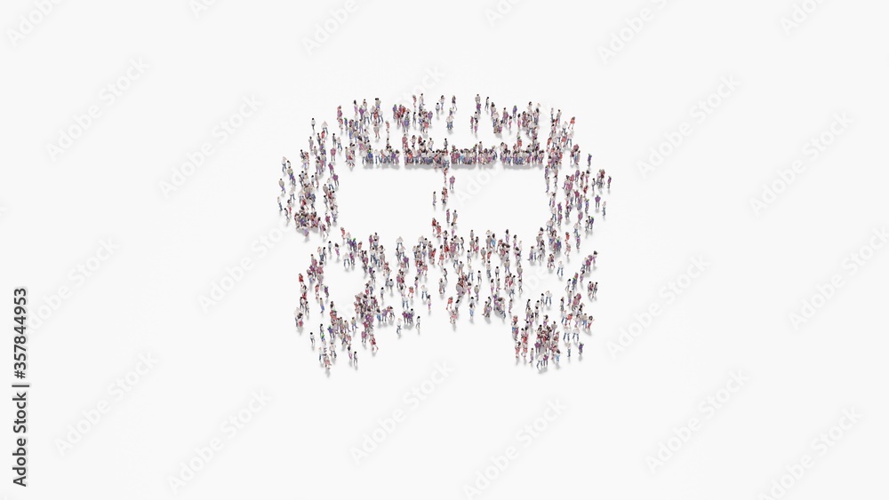 3d rendering of crowd of people in shape of symbol of bus on white background isolated 3d rendering of crowd of people in shape of symbol of bus on white background isolated