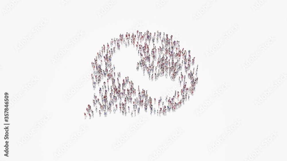 3d rendering of crowd of people in shape of symbol of communication WhatsApp on white background isolated 3d rendering of crowd of people in shape of symbol of communication WhatsApp on white background isolated
