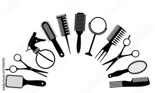 A large set of tools for the hairdresser or groomer.