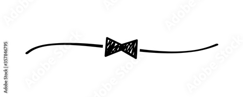 Hand drawn shape bow tie with cute sketch line, divider shape. Fathers day doodle isolated on white background for Best Dad ever or friendship day. Vector illustration