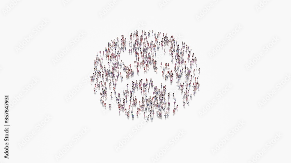 3d rendering of crowd of people in shape of symbol of emoticons sad on white background isolated 3d rendering of crowd of people in shape of symbol of emoticons sad on white background isolated