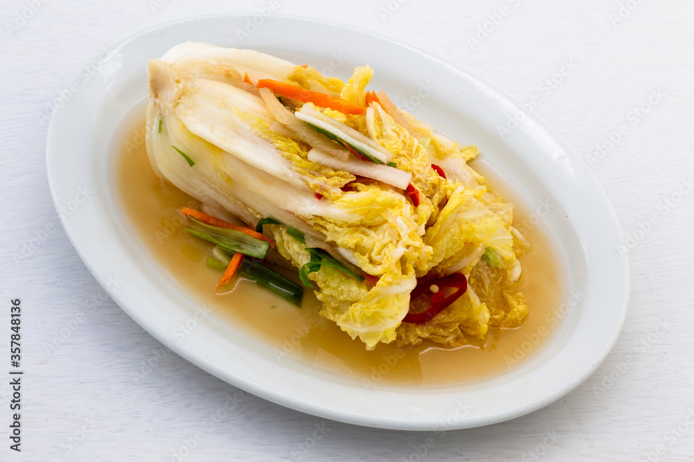Korean traditional food water kimchi which is called Baek-kimchi Korean traditional food water kimchi which is called Baek-kimchi