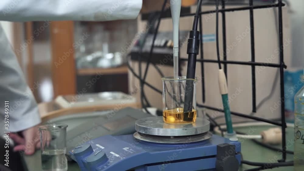 Lab Desk Fluid in Glass Testing Experiment Close Up Details Lab Desk Fluid in Glass Testing Experiment Close Up Details