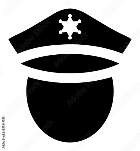 Police Head vector illustration. A flat illustration design used for Police Head icon, on a white background.