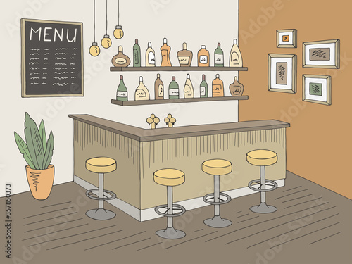 Cafe bar graphic color interior sketch illustration vector 