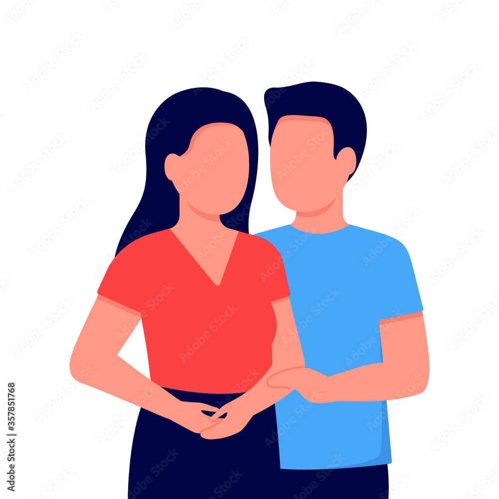 Fototapeta premium Abstract young couple man and woman. Relationship. Family communication together. Vector on white background
