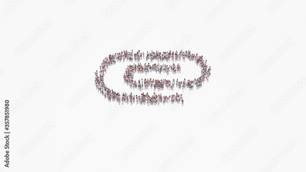 3d rendering of crowd of people in shape of symbol of interface on white background isolated 3d rendering of crowd of people in shape of symbol of interface on white background isolated