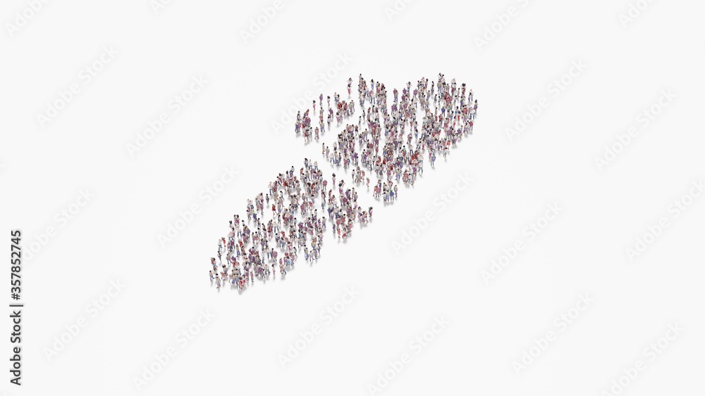 3d rendering of crowd of people in shape of symbol of marker on white background isolated 3d rendering of crowd of people in shape of symbol of marker on white background isolated