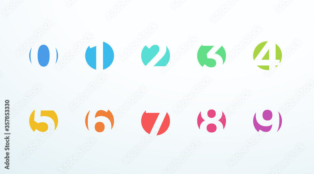 Number Bullet Point Set 0 to 9 in Flat Cut Out Circle
