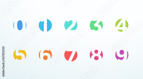 Number Bullet Point Set 0 to 9 in Flat Cut Out Circle