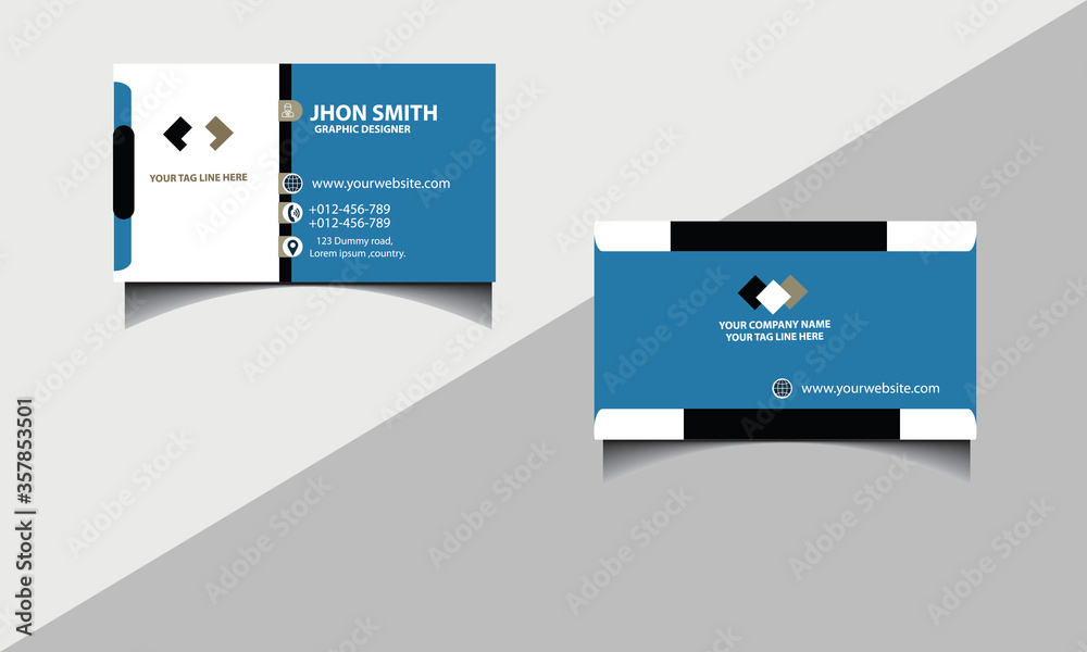 Fototapeta premium blue black & white corporate business card design template.