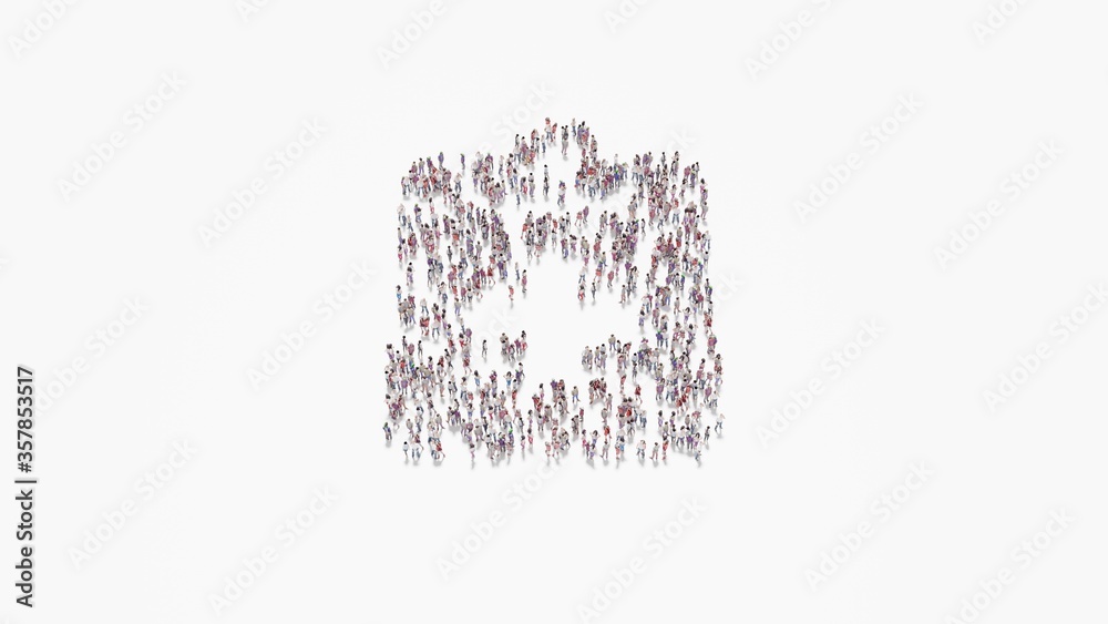 3d rendering of crowd of people in shape of symbol of notes medical on white background isolated 3d rendering of crowd of people in shape of symbol of notes medical on white background isolated