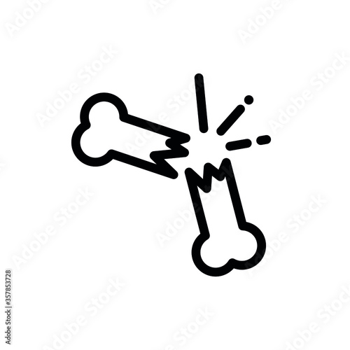 Broken Bone line flat vector icon for mobile application, button and website design. Illustration isolated on white background. EPS 10 design, logo, app, infographic