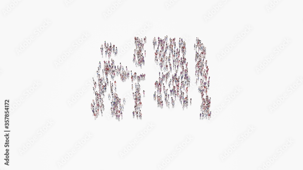 3d rendering of crowd of people in shape of symbol of person booth on white background isolated 3d rendering of crowd of people in shape of symbol of person booth on white background isolated