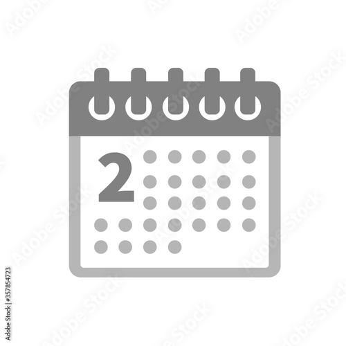Vector date 2 calendar icon illustration. Simple calendar symbol for graphic and web design