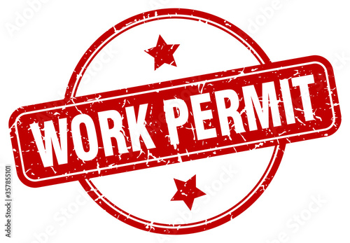 work permit grunge stamp. work permit round vintage stamp