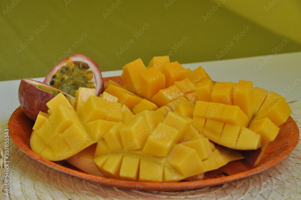 Thai fresh fruits mango and passionfruit Thai fresh fruits mango and passionfruit