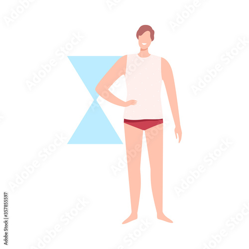 Faceless Man in Underwear, Male Body Hourglass Shape Flat Style Vector Illustration