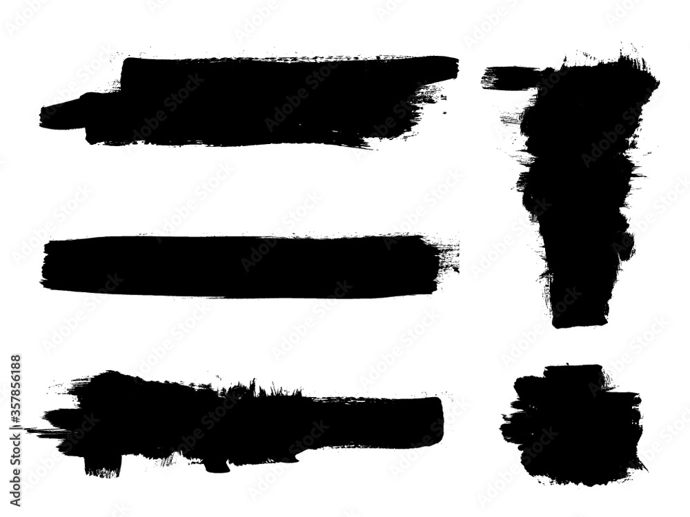 Grunge Paint Roller . Vector brush Stroke . Distressed banner . Black stripes isolated. paintbrush collection . Modern Textured shape . Dry border in Black . Bulge lines
