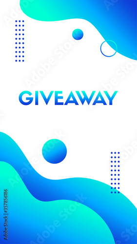 Giveaway template. Vector liguid blue wavy vertical template for social media stories photo