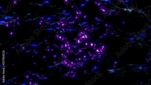 Mysterious Dark Ocean With Colored Lights Looping Background