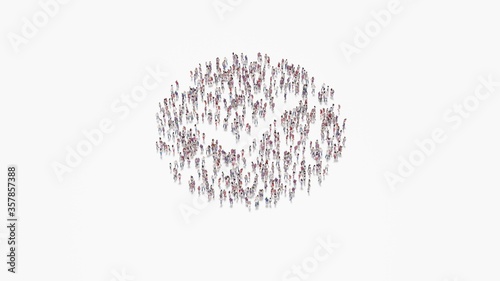 3d rendering of crowd of people in shape of symbol of success on white background isolated