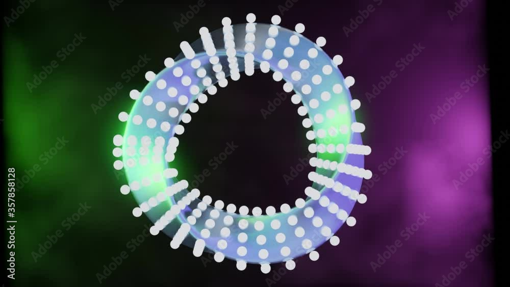 Cercle abstrait en mouvement sur un fond vert et violet