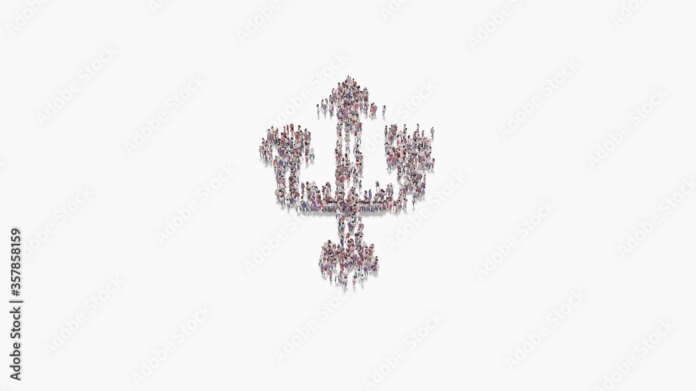 3d rendering of crowd of people in shape of symbol of technology on white background isolated 3d rendering of crowd of people in shape of symbol of technology on white background isolated