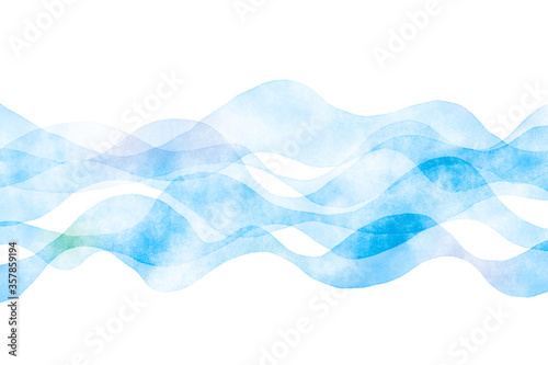 抽象的なウェーブ　水彩　背景　青