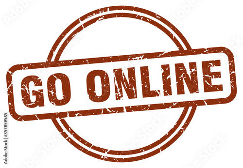 go online grunge stamp. go online round vintage stamp