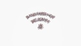 3d rendering of crowd of people in shape of symbol of Wi-Fi on white background isolated