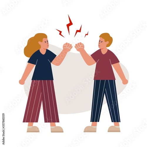 Conflict couple. Fighting people. Vector illustration.