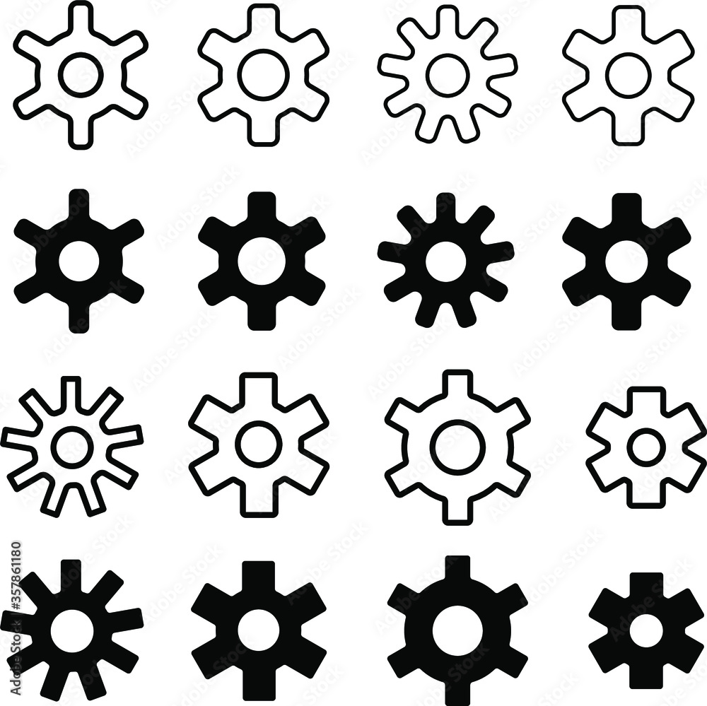 Gear icons set on a white background. Vector EPS8.
Gear icons set on a white background. Vector EPS8.