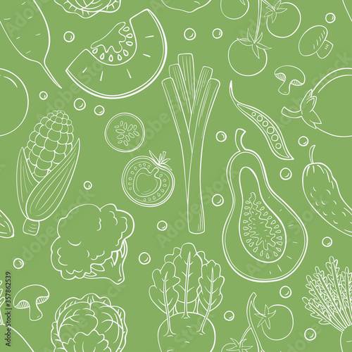 Seamless pattern with vegetables.