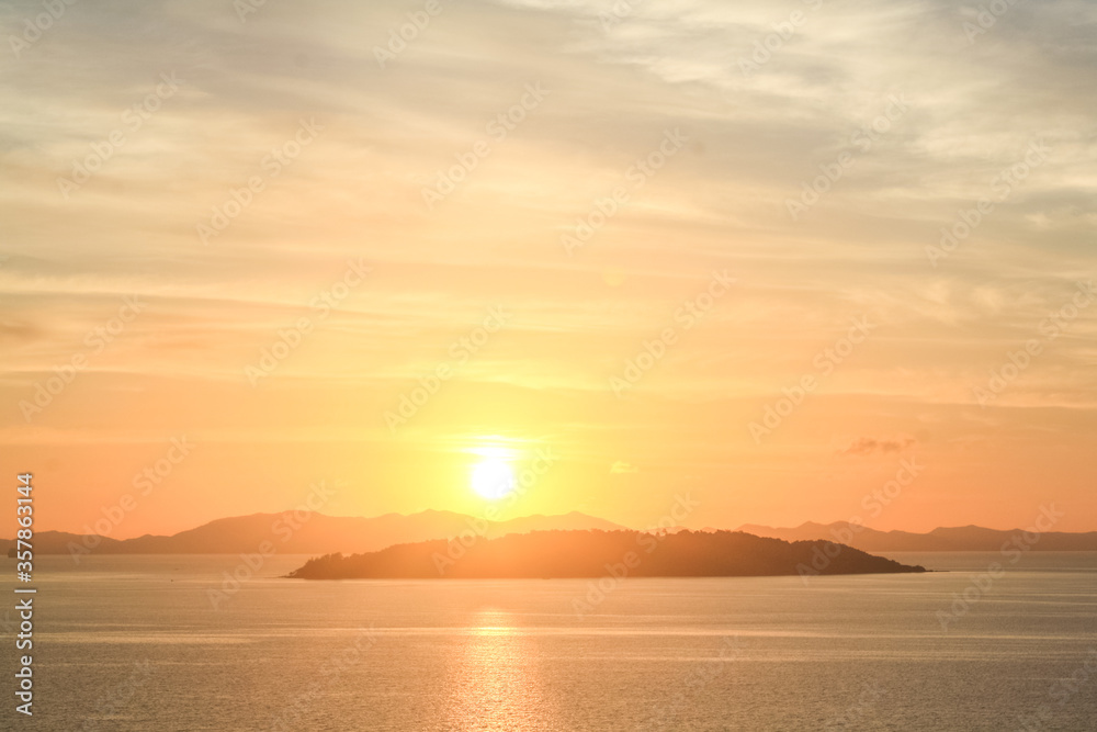 Sunset in mountains at phuket view point